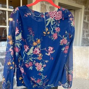 Ronen Chen Navy Floral Blouse